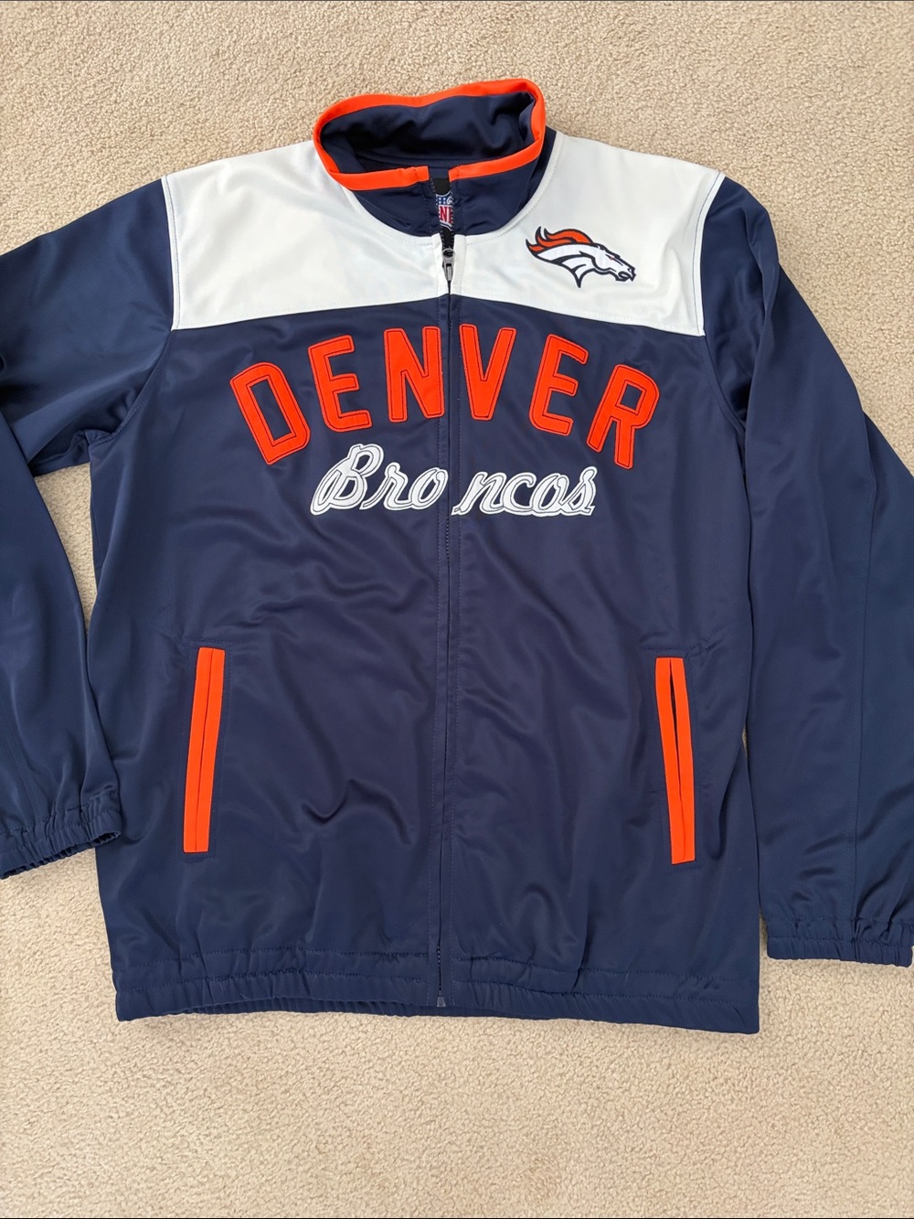 NFL Kids Denver Broncos Navy, White & Orange Zip Jacket